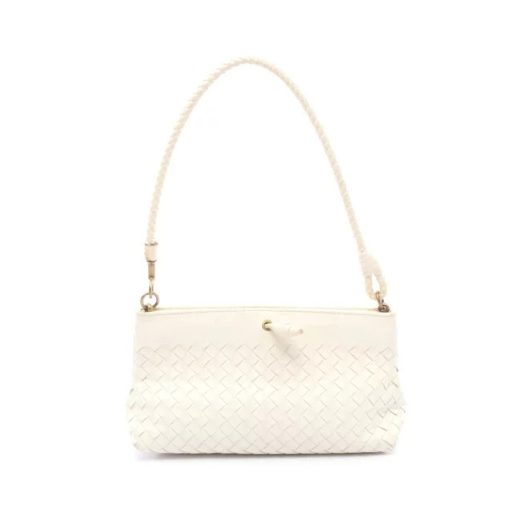 Bottega Veneta Intrecciato Shoulder Bag Leather White